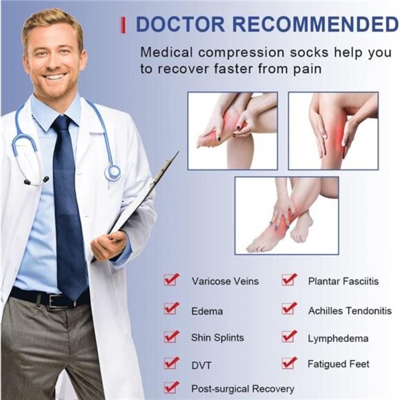 Closed Toe Knee High Calf Compression Socks for Women & Men, Firm 20-30 mmHg - Picture 12 of 16